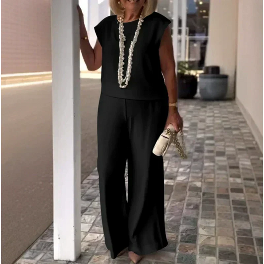 🎁Bawełniany lniany top damski bez rękawów i spodnie