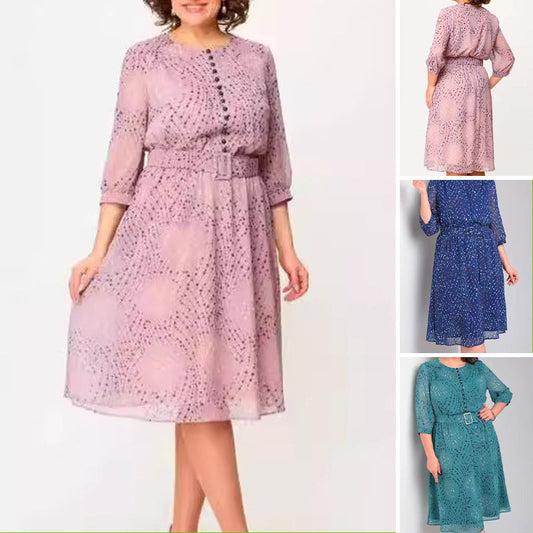 🌸Damska sukienka midi plus size z wiązaniem w talii