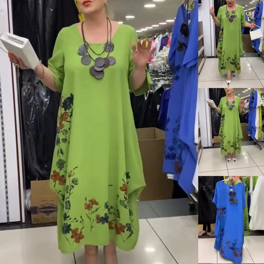 Sukienki damskie z nadrukiem na okrągłym dekolcie