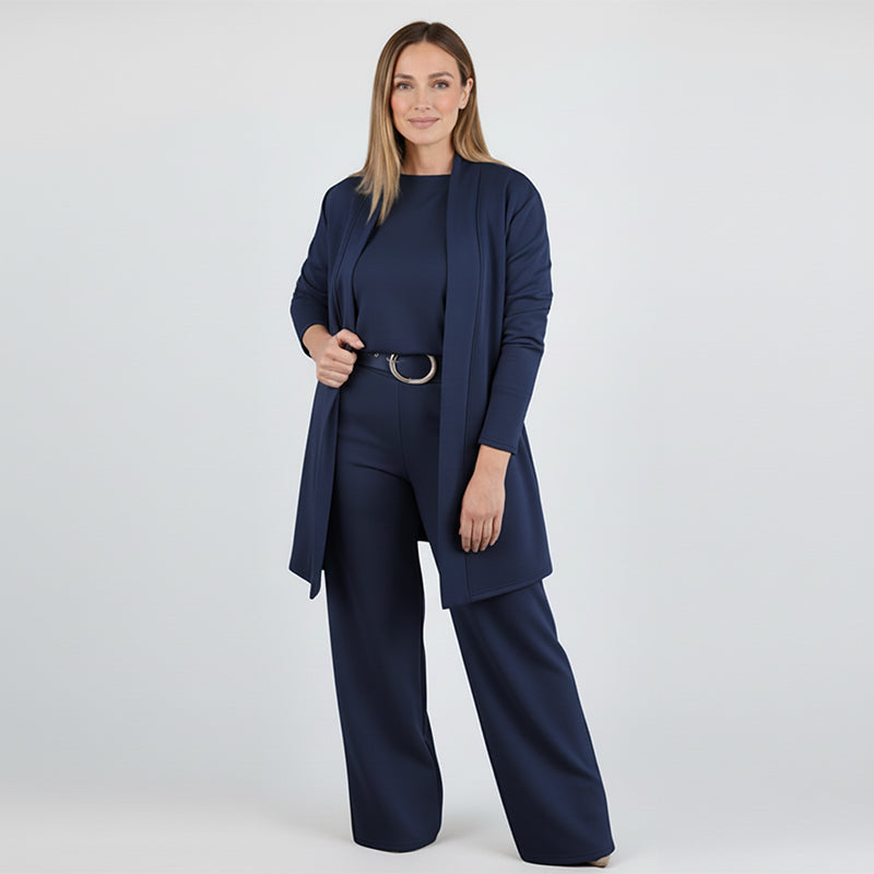 ⏳Tidsbegränsat specialerbjudande⏰Elegant 3-delat set med lång kofta, topp och byxor💞-17