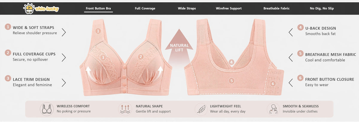 💥👙SISTA DAGEN REA - KÖP 1 FÅ 1 GRATIS!!💘CloudComfort Frontknäppt Bomullsbh – Andningsbar • Bygelös • Stöd Hela Dagen • Icke Vadderad & Hudvänlig🌿-22
