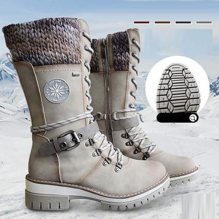 Vattentäta Knähöga Snöstövlar för Damer - Varma & Halkfria Vinterstövlar-6