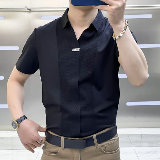 👔 Męska koszula Patchwork w stylu Business Casual