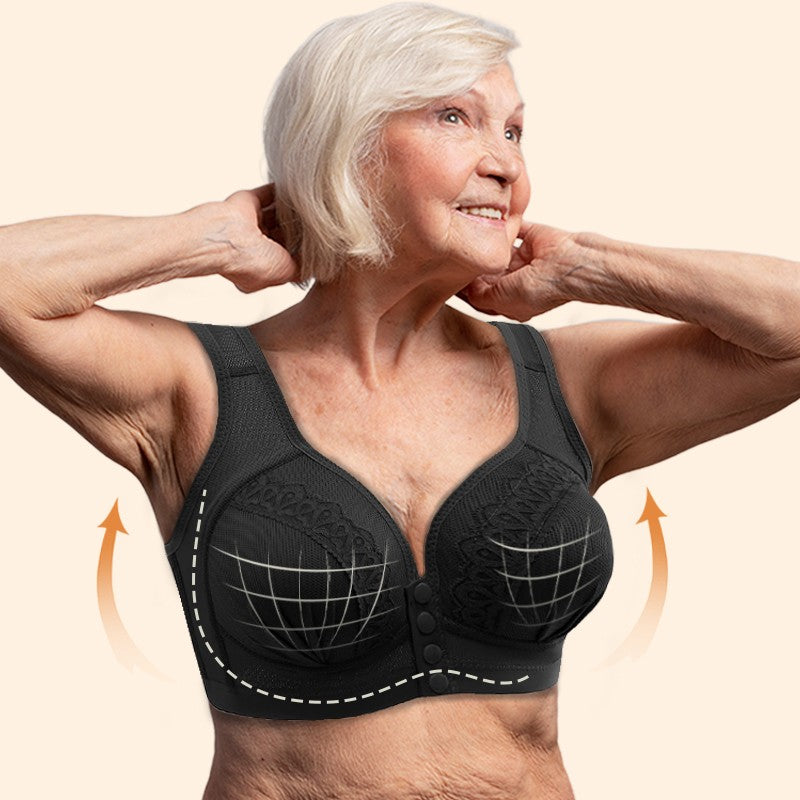 💥👙SISTA DAGEN REA - KÖP 1 FÅ 1 GRATIS!!💘CloudComfort Frontknäppt Bomullsbh – Andningsbar • Bygelös • Stöd Hela Dagen • Icke Vadderad & Hudvänlig🌿-7