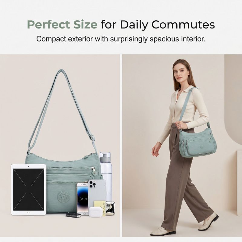 ✨ 50 % RABATT NU! ✨ Lätt nylon crossbody-väska med flera fickor – smidig, säker & perfekt för vardag & resa 🎒-6