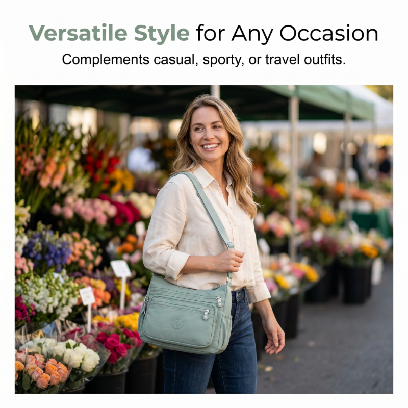 ✨ 50 % RABATT NU! ✨ Lätt nylon crossbody-väska med flera fickor – smidig, säker & perfekt för vardag & resa 🎒-1