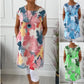 👗Luźna sukienka do kolan z wzorem w motyle
