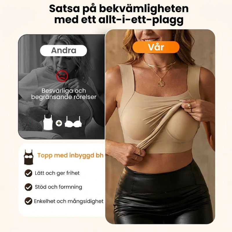 💐Termiska linne med rund hals och inbyggd bh för kvinnor-1