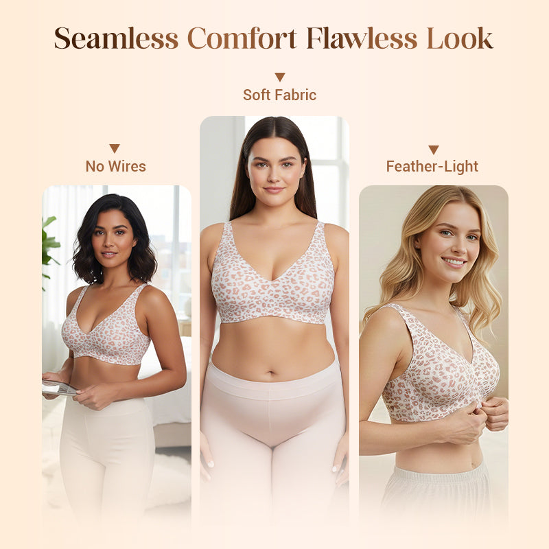 🔥50 % rabatt! 💕 Jelly Trådlös BH – 9 färger | S–3XL | Sömlös, Push-Up, Djup V-ringning | Vardagskomfort-10