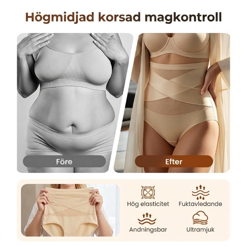 🌸 Högmidjade figurformande trosor med magkontroll (✨3-pack✨) – Plus size-2