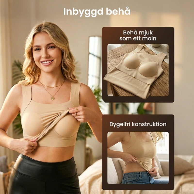 💐Termiska linne med rund hals och inbyggd bh för kvinnor-2