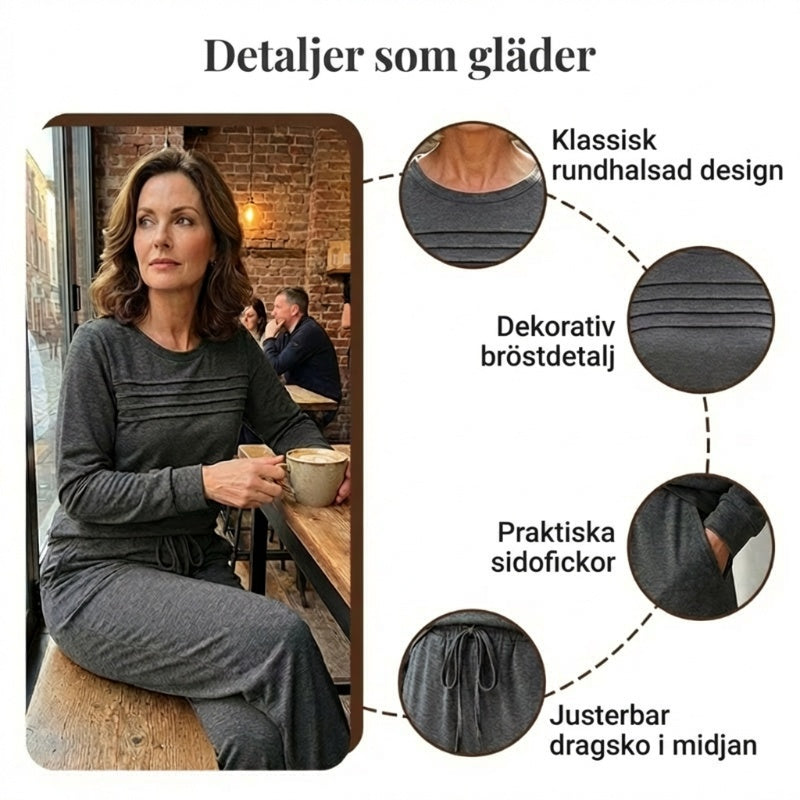🔥50 % rabatt!🔥 Nya ankomster📦 Avslappnat set med topp och byxor med dragsko för dam-6