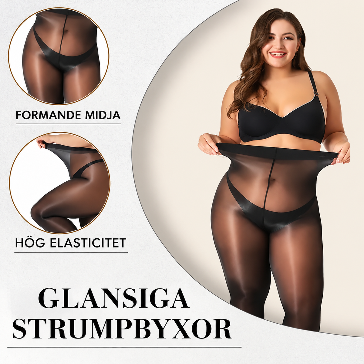 💖 Vardagskomfort | Skira och glänsande strumpbyxor med hög midja för dam – Köp 1 Få 1 Gratis-8