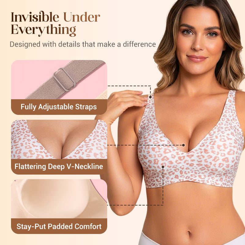 🔥50 % rabatt! 💕 Jelly Trådlös BH – 9 färger | S–3XL | Sömlös, Push-Up, Djup V-ringning | Vardagskomfort-11