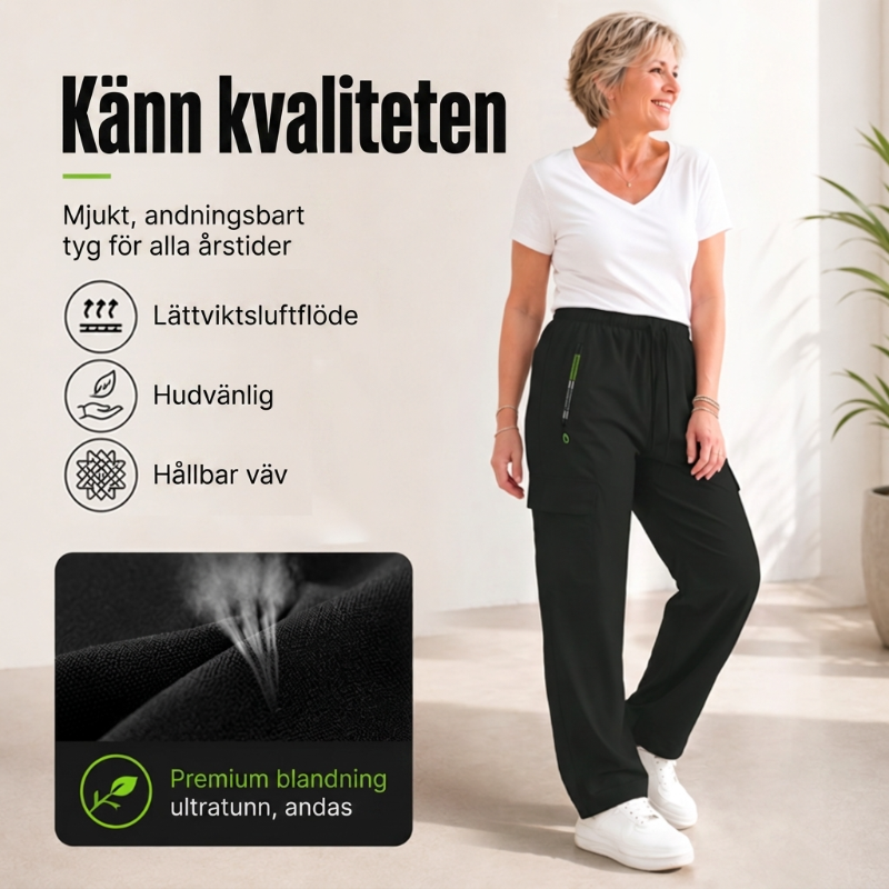 🔥50% 💥 Vintage-cargobyxor för dam med fickor – lös passform, andningsbara, justerbar midja ✨-4
