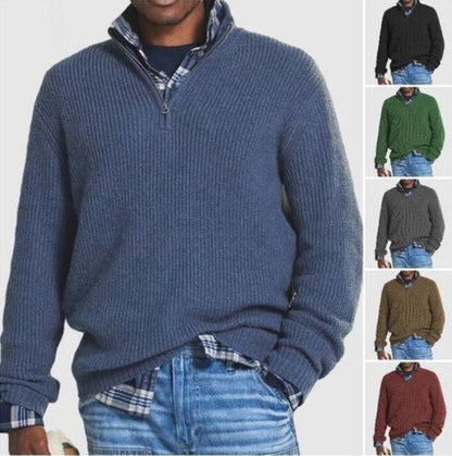 👔 Męski sweter z zamkiem błyskawicznym w stylu biznesowym casual
