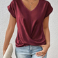 👚 50% RABATT! 💃 Elegant Kortärmad T-shirt med Vriden V-ringning – Mjukt Tyg, Figursydd Silhuett & Perfekt För En Stilren Vardagslook 🌸-8