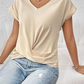 👚 50% RABATT! 💃 Elegant Kortärmad T-shirt med Vriden V-ringning – Mjukt Tyg, Figursydd Silhuett & Perfekt För En Stilren Vardagslook 🌸-7