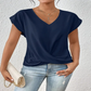 👚 50% RABATT! 💃 Elegant Kortärmad T-shirt med Vriden V-ringning – Mjukt Tyg, Figursydd Silhuett & Perfekt För En Stilren Vardagslook 🌸-9