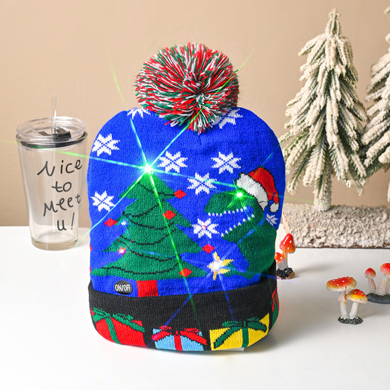 🔥50 % rabatt! 🎄 LED-belyst stickad julmössa – 6 blinkande jul-LED:er med 3 ljuslägen & pompom-6