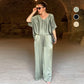 💃Elegancki dwuczęściowy błyszczący zestaw plus size z dekoltem w szpic