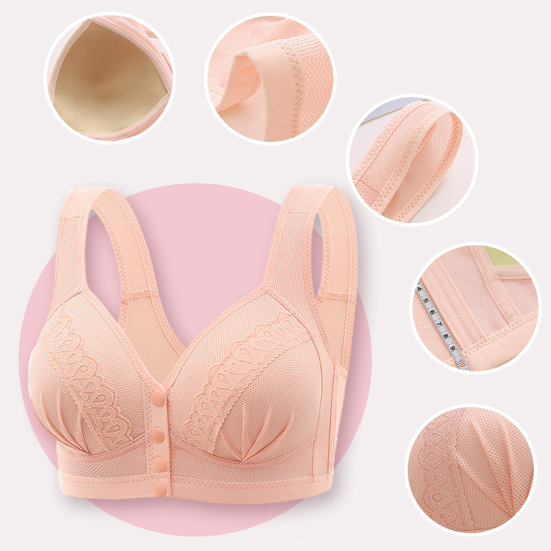 💥👙SISTA DAGEN REA - KÖP 1 FÅ 1 GRATIS!!💘CloudComfort Frontknäppt Bomullsbh – Andningsbar • Bygelös • Stöd Hela Dagen • Icke Vadderad & Hudvänlig🌿-14