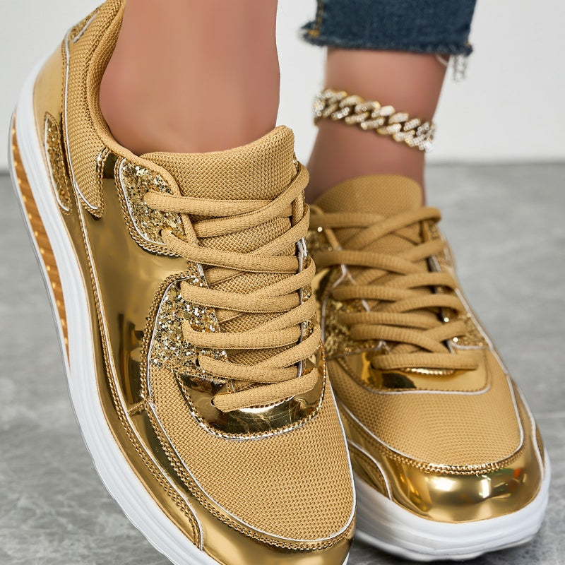 ✨ Moderna sneakers med plattform för kvinnor för glänsande fritidsstil-3