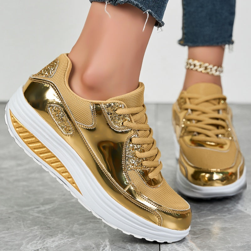 ✨ Moderna sneakers med plattform för kvinnor för glänsande fritidsstil-1