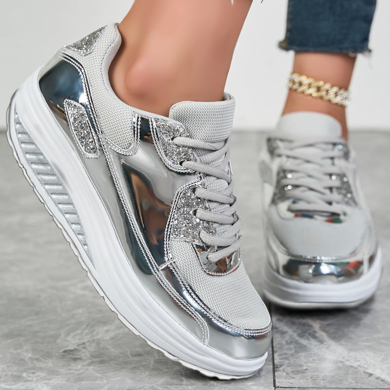 ✨ Moderna sneakers med plattform för kvinnor för glänsande fritidsstil-5