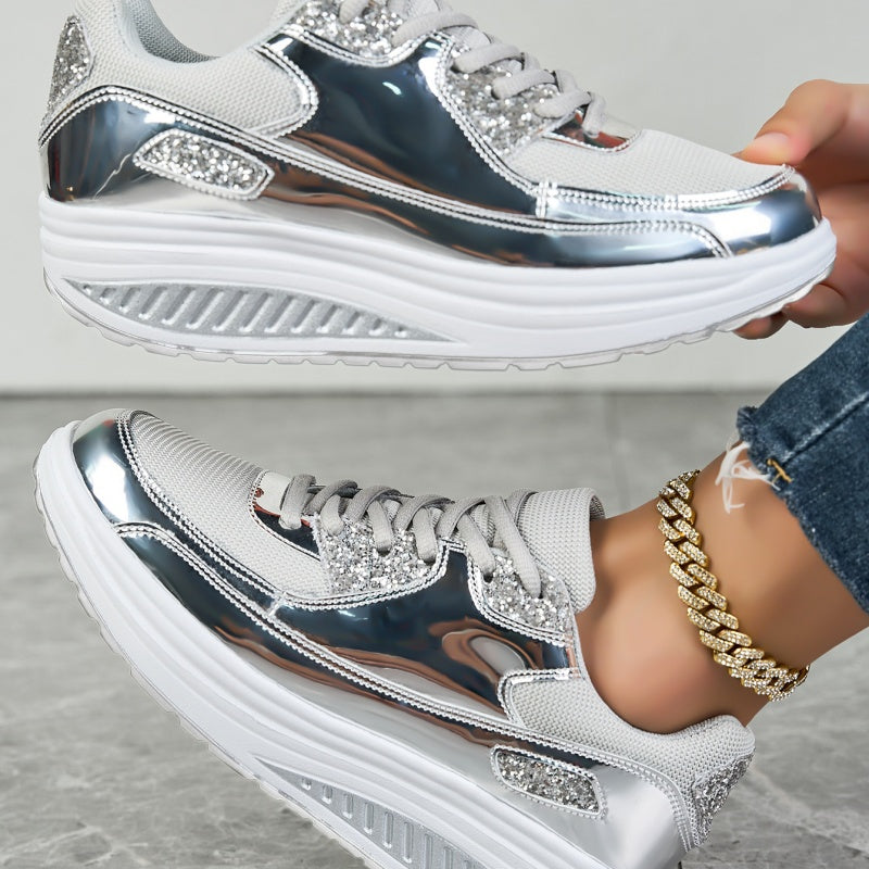 ✨ Moderna sneakers med plattform för kvinnor för glänsande fritidsstil-9