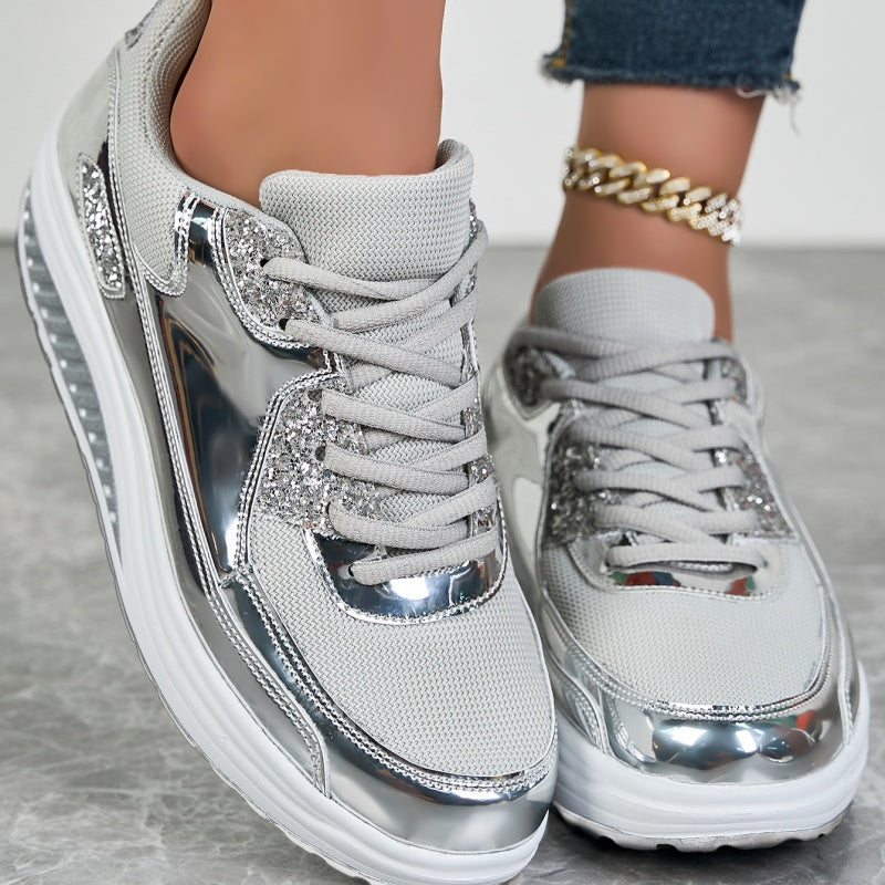 ✨ Moderna sneakers med plattform för kvinnor för glänsande fritidsstil-7