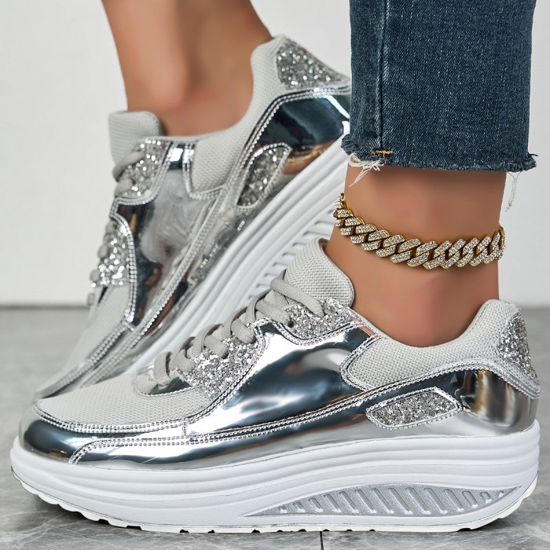 ✨ Moderna sneakers med plattform för kvinnor för glänsande fritidsstil-8