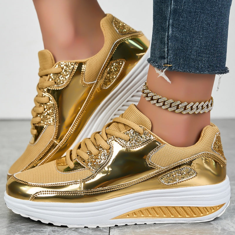 ✨ Moderna sneakers med plattform för kvinnor för glänsande fritidsstil-2