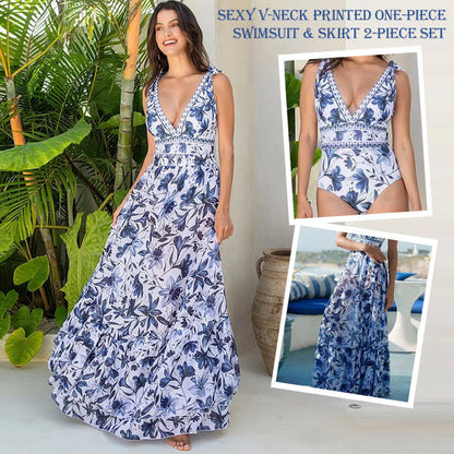 💖Kostium kąpielowy z dekoltem w serek i spódnicą