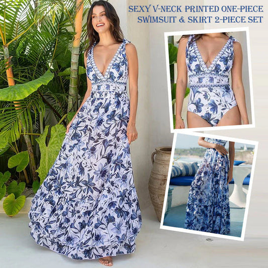 💖Kostium kąpielowy z dekoltem w serek i spódnicą