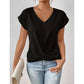👚 50% RABATT! 💃 Elegant Kortärmad T-shirt med Vriden V-ringning – Mjukt Tyg, Figursydd Silhuett & Perfekt För En Stilren Vardagslook 🌸-2