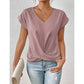👚 50% RABATT! 💃 Elegant Kortärmad T-shirt med Vriden V-ringning – Mjukt Tyg, Figursydd Silhuett & Perfekt För En Stilren Vardagslook 🌸