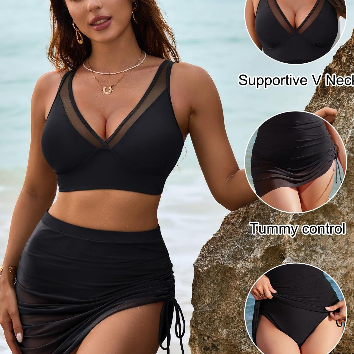 👙LAST DAY SALE 70% OFF💐Swim Skirt High Waisted Bikini Sets Tummy Control Swimsuits-1