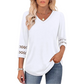 💖 [S-3XL] 👚 2025 Nowe damskie bluzki z rękawami 3/4 Modne koszulki z dekoltem w serek