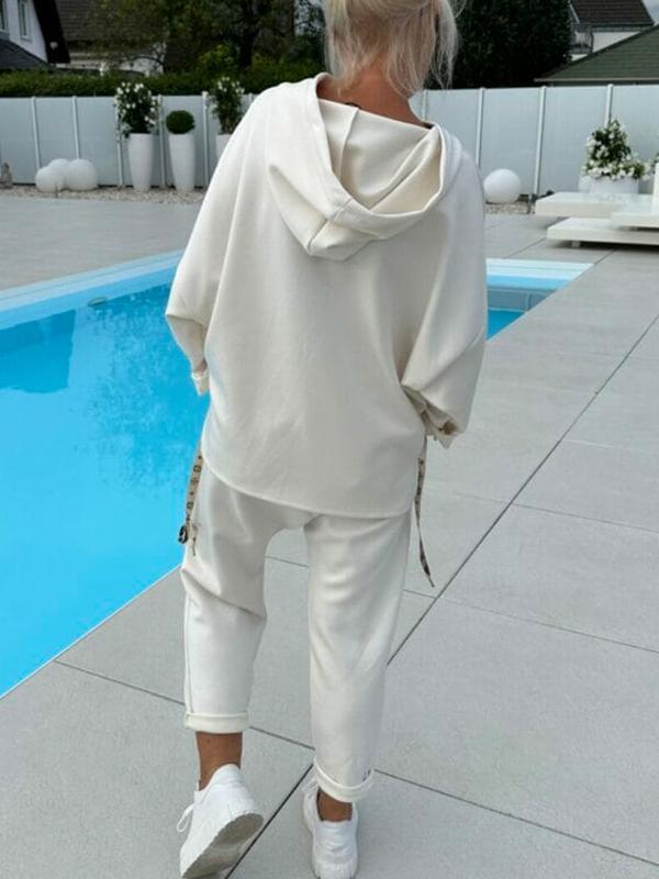 🔥🎁Nyhet 49 % RABATT🔥🍁 Kvinnors enfärgade tvådelade set i hoodie-1