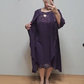 Elegancka, zwiewna sukienka damska z cekinami i stójką, dwuczęściowa