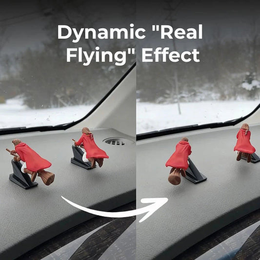 Magiczna miotła jako ozdoba na deskę rozdzielczą samochodu