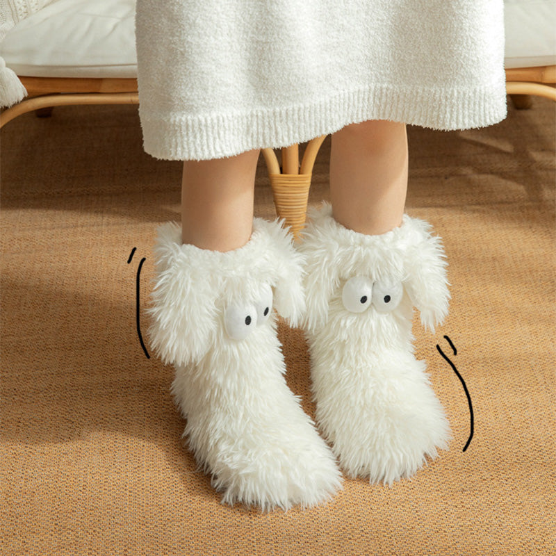 🧦💥Dam plysch‑toffelstrumpor – Tjock fleecefodrade halkfria golvstrumpor, perfekta för hemmabruk på vintern ✨-7