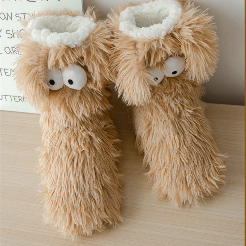🧦💥Dam plysch‑toffelstrumpor – Tjock fleecefodrade halkfria golvstrumpor, perfekta för hemmabruk på vintern ✨-9