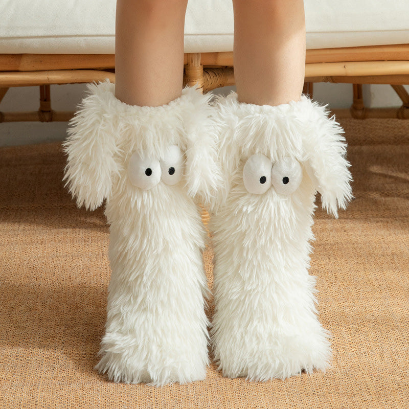 🧦💥Dam plysch‑toffelstrumpor – Tjock fleecefodrade halkfria golvstrumpor, perfekta för hemmabruk på vintern ✨-15