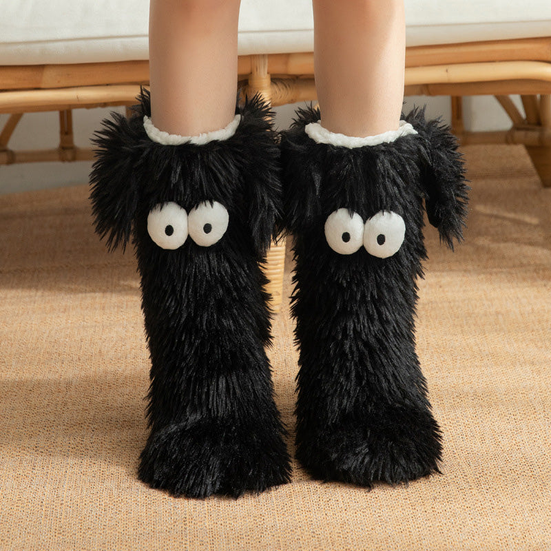 🧦💥Dam plysch‑toffelstrumpor – Tjock fleecefodrade halkfria golvstrumpor, perfekta för hemmabruk på vintern ✨-14