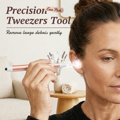 Podświetlany zestaw łyżeczki do uszu i pęsety z lupą