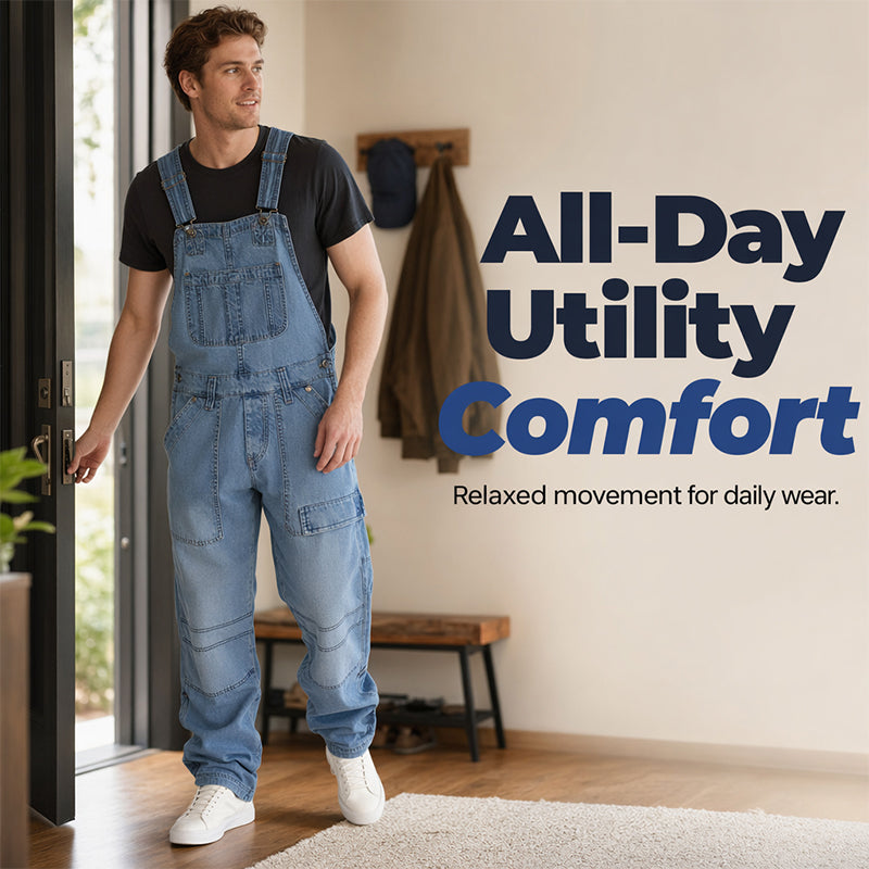 👖 Klassisk denimoverall för män med justerbara remmar – Klassisk arbetsstil med maximal komfort 🔥-2