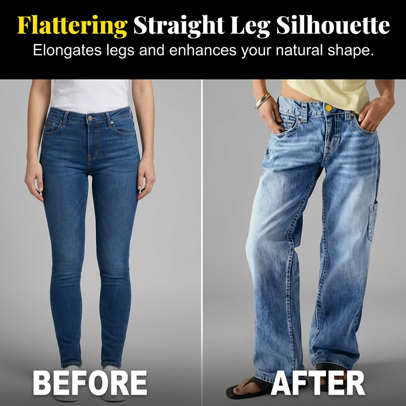 👖 50% RABATT NU! ✨ Jeans för Damer med Avslappnad Passform & Raka Ben – Stretchjeans med Hög Midja – Perfekt för Vardagskomfort 🌸-1