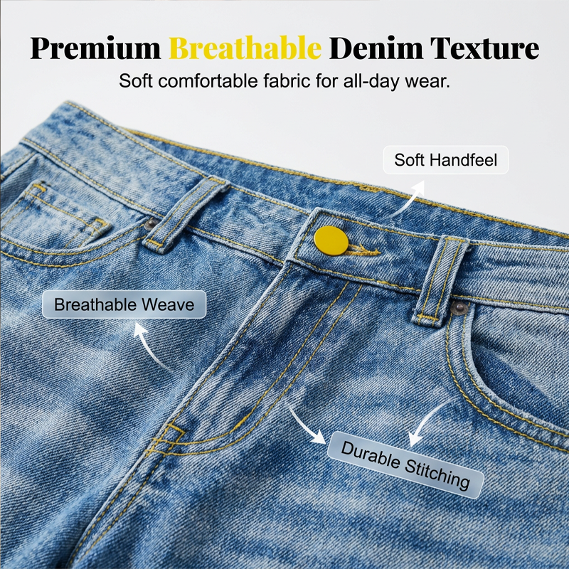👖 50% RABATT NU! ✨ Jeans för Damer med Avslappnad Passform & Raka Ben – Stretchjeans med Hög Midja – Perfekt för Vardagskomfort 🌸-2